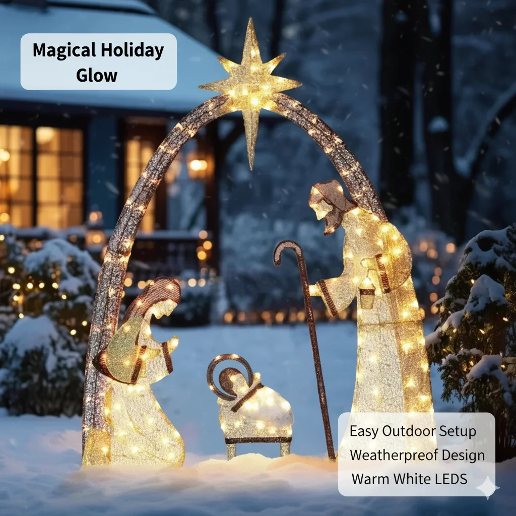 5.5FT Christmas Nativity Scene - Outdoor Lighting Effects 评论和价格