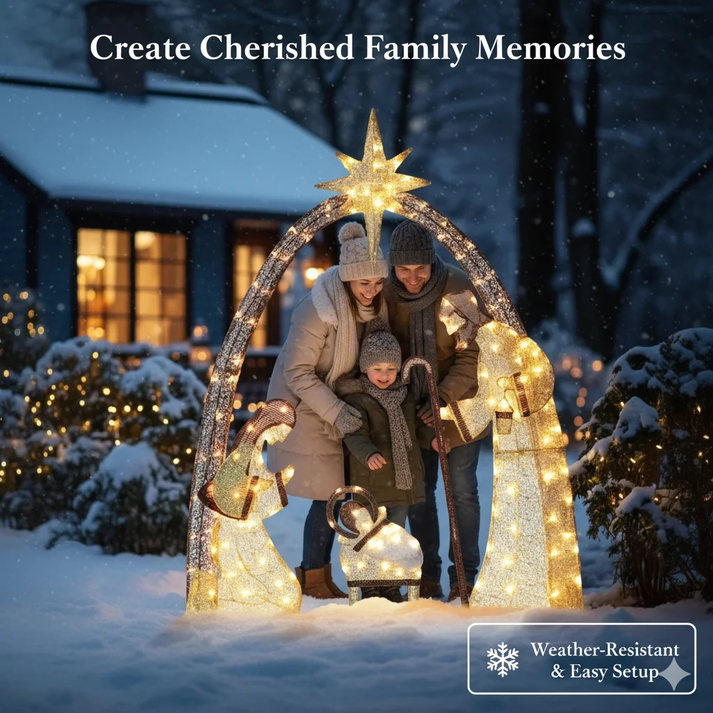 5.5FT Christmas Nativity Scene - Outdoor Lighting Effects 评论和价格