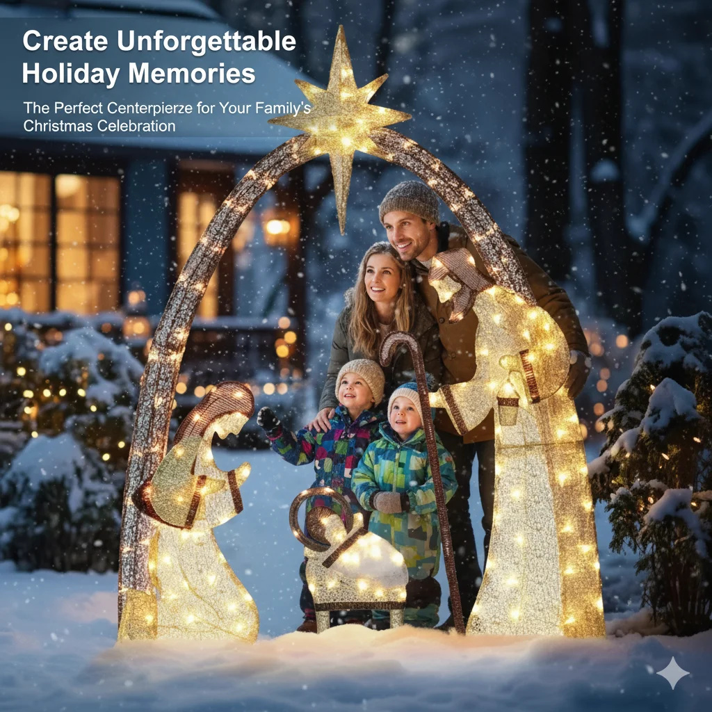 5.5FT Christmas Nativity Scene - Outdoor Lighting Effects 评论和价格