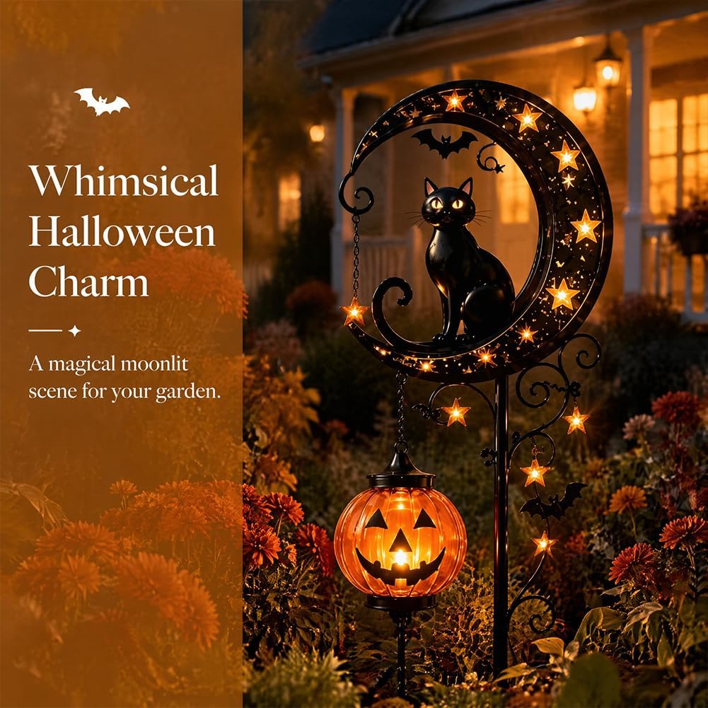 Solar Halloween Black Cat & Pu - Outdoor Lighting Black 评论和价格